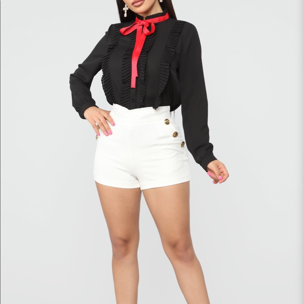 New With Tag Black Pleated Blouse With Red Lace- S - Picture 5 of 8